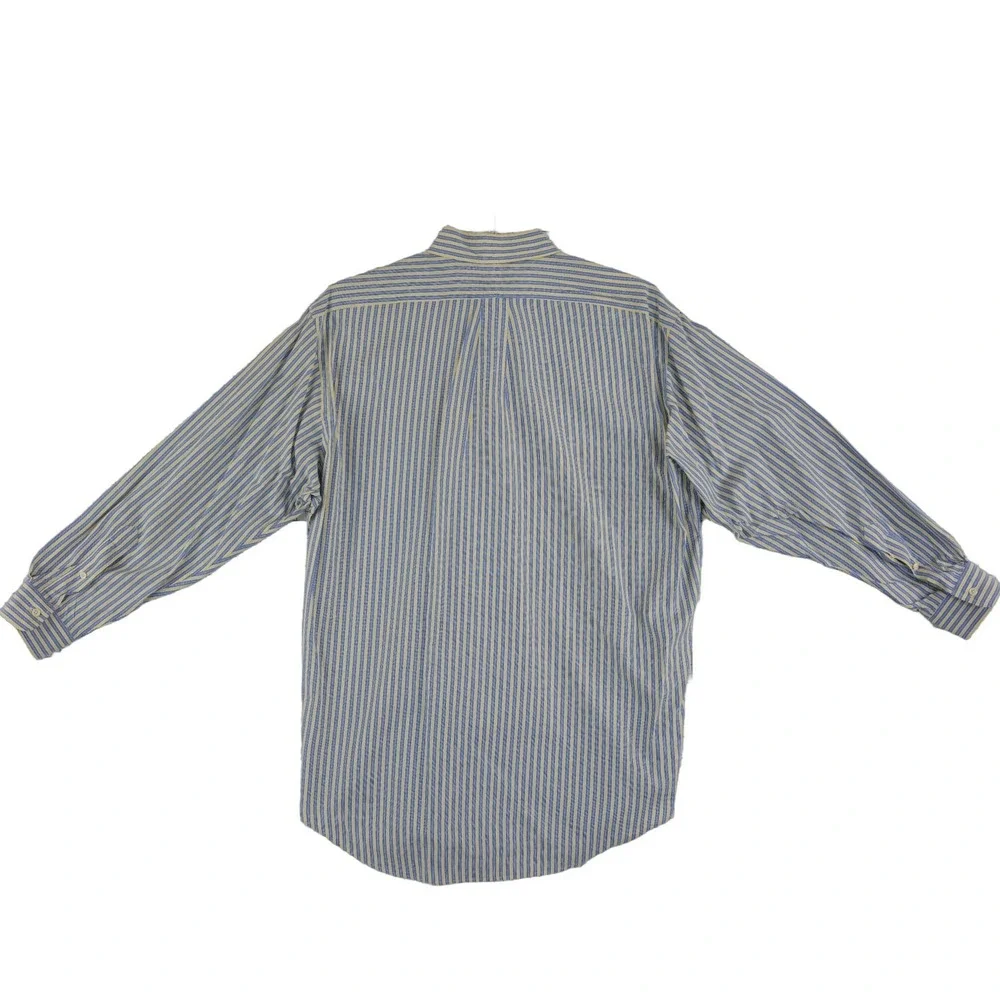 Ralph Lauren Yarmouth Shirt Men's Size 16.5 34 Blue Yellow Striped 100% Cotton